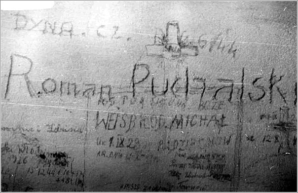 Graffiti on the wall of Cell No. 2 in the Gestapo building at 2 Pomorska Street